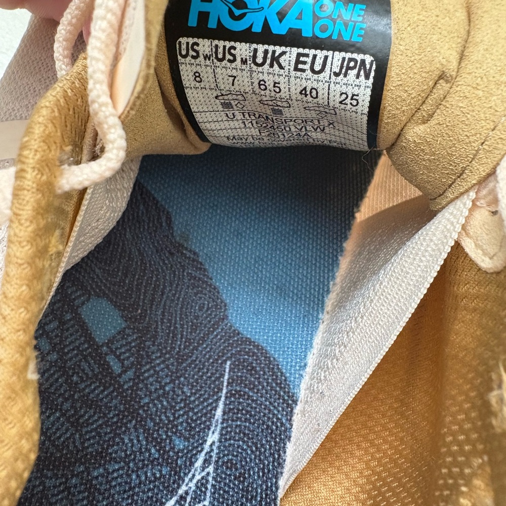 Hoka One One Pink and Tan Sneakers with Chunky Midsole - Picture 4 of 4